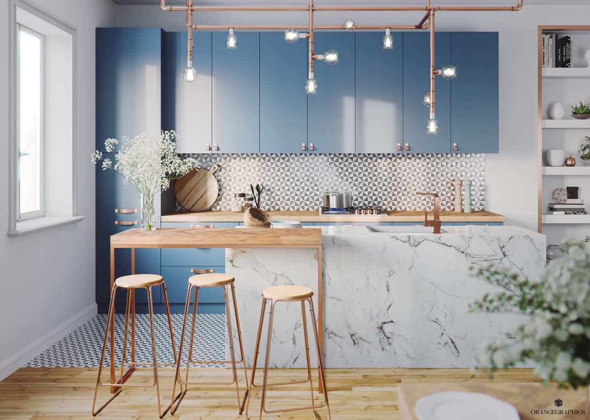 En güzel mavi mutfak dekorasyonları